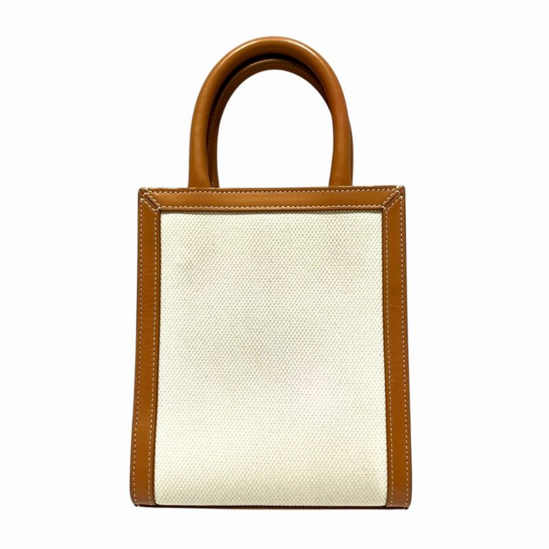 Celine Mini Vertical Cover Shoulder Bag Calfskin Canvas Natural X Tan