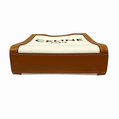 Celine Mini Vertical Cover Shoulder Bag Calfskin Canvas Natural X Tan