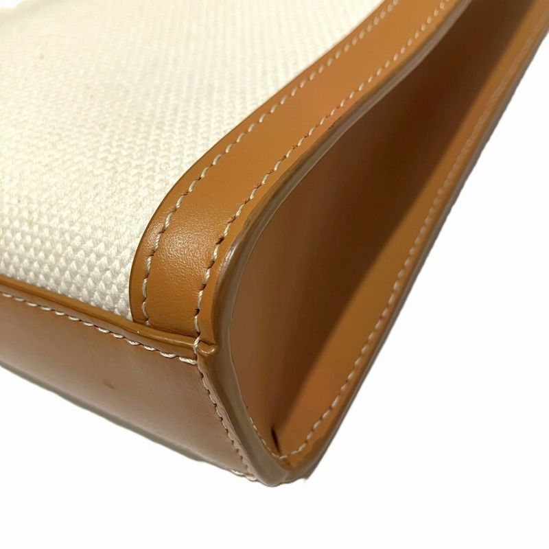 Celine Mini Vertical Cover Shoulder Bag Calfskin Canvas Natural X Tan