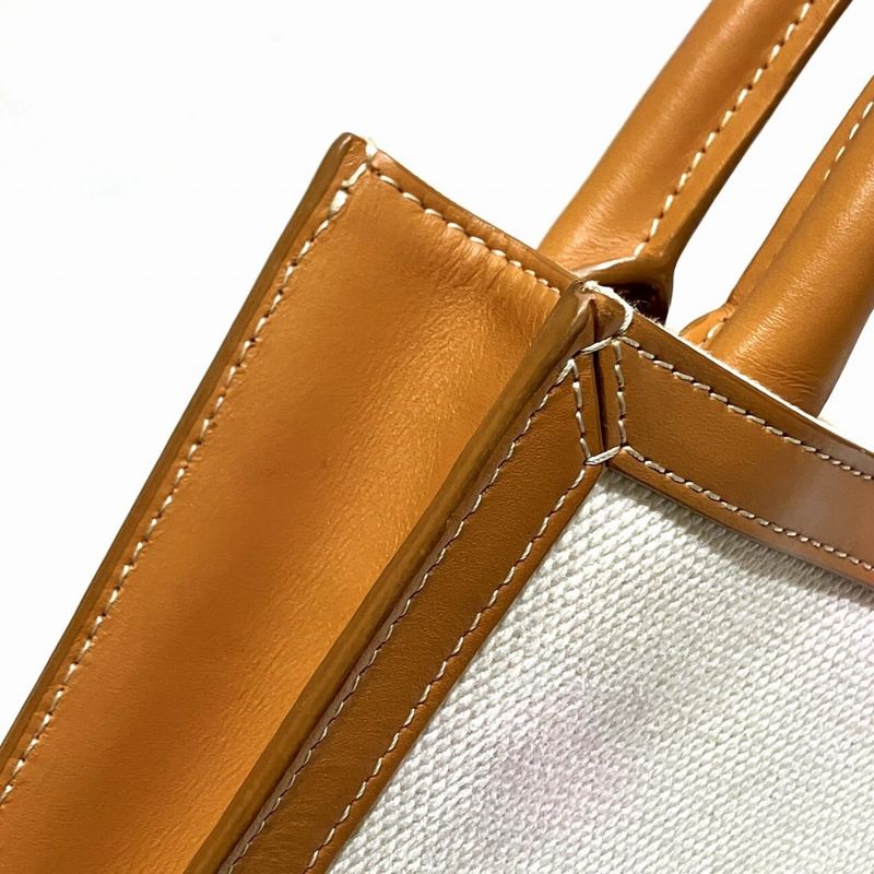 Celine Mini Vertical Cover Shoulder Bag Calfskin Canvas Natural X Tan