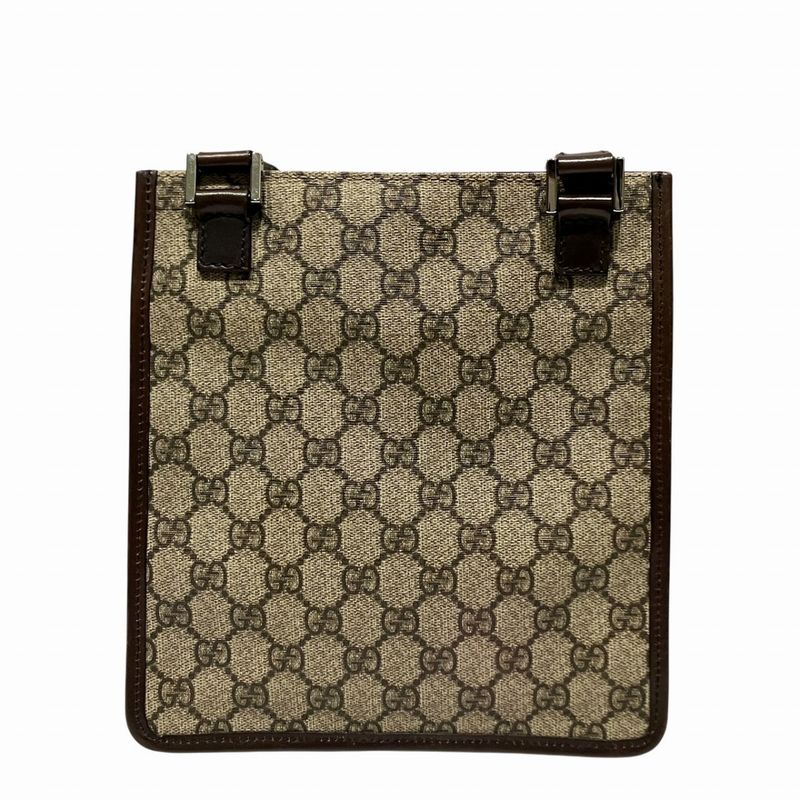Gucci GG Supreme Shoulder Bag Leather Brown Beige