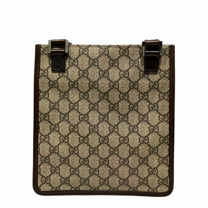 Gucci GG Supreme Shoulder Bag Leather Brown Beige