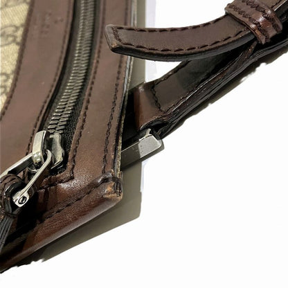 Gucci GG Supreme Shoulder Bag Leather Brown Beige