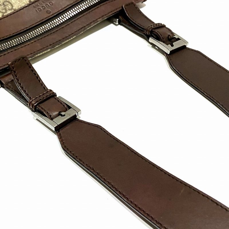Gucci GG Supreme Shoulder Bag Leather Brown Beige
