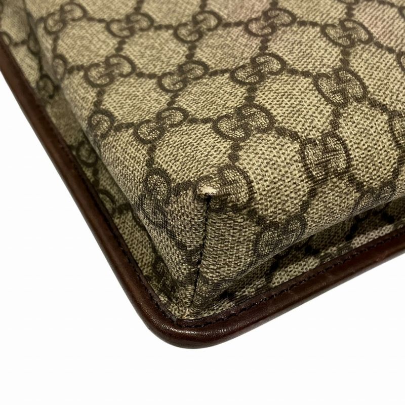 Gucci GG Supreme Shoulder Bag Leather Brown Beige