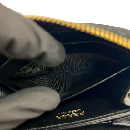 Prada Logo Saffiano Leather Round Zip Coin Case