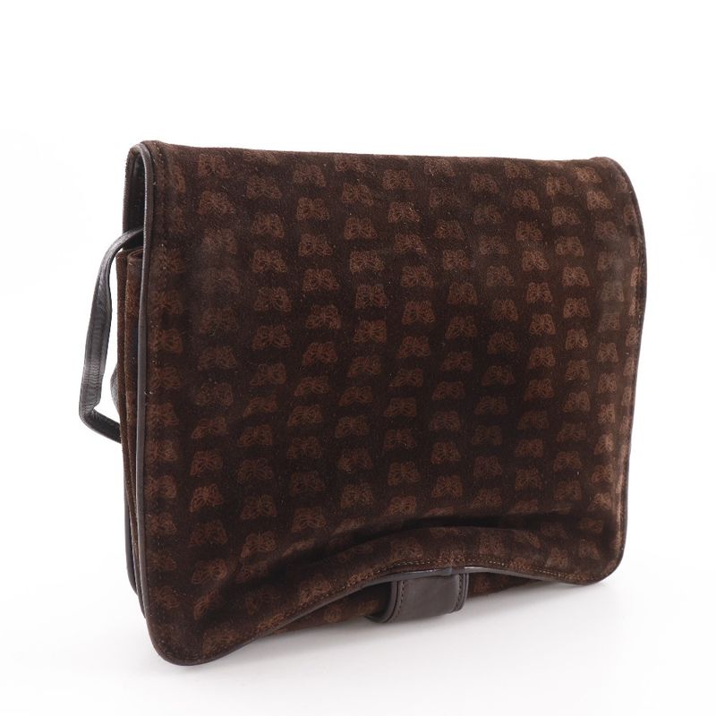 Bottega Veneta 3Way Shoulder Butterfly Pattern Suede Brown Tote