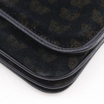Bottega Veneta 2-Way Shoulder Butterfly Pattern Suede Black Tote