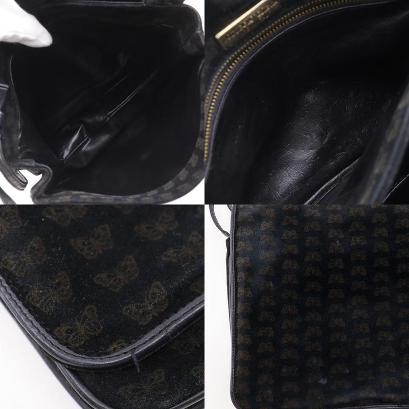 Bottega Veneta 2-Way Shoulder Butterfly Pattern Suede Black Tote