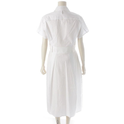 Hermes Cotton Zip Up Mosaic Shirt Dress White 36