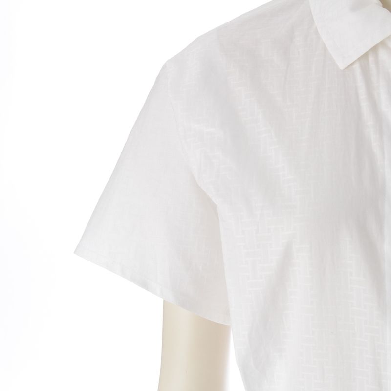 Hermes Cotton Zip Up Mosaic Shirt Dress White 36