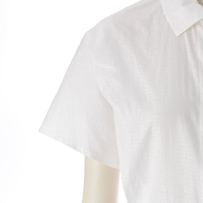Hermes Cotton Zip Up Mosaic Shirt Dress White 36