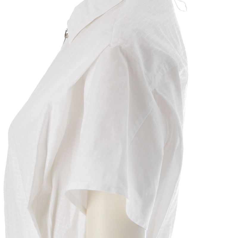 Hermes Cotton Zip Up Mosaic Shirt Dress White 36