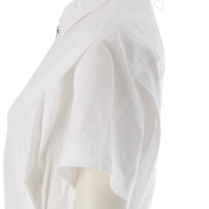 Hermes Cotton Zip Up Mosaic Shirt Dress White 36