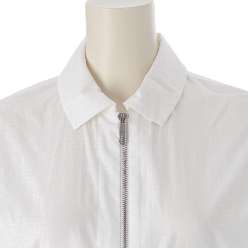 Hermes Cotton Zip Up Mosaic Shirt Dress White 36