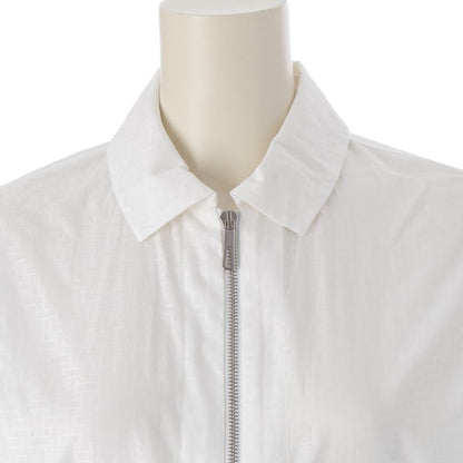 Hermes Cotton Zip Up Mosaic Shirt Dress White 36
