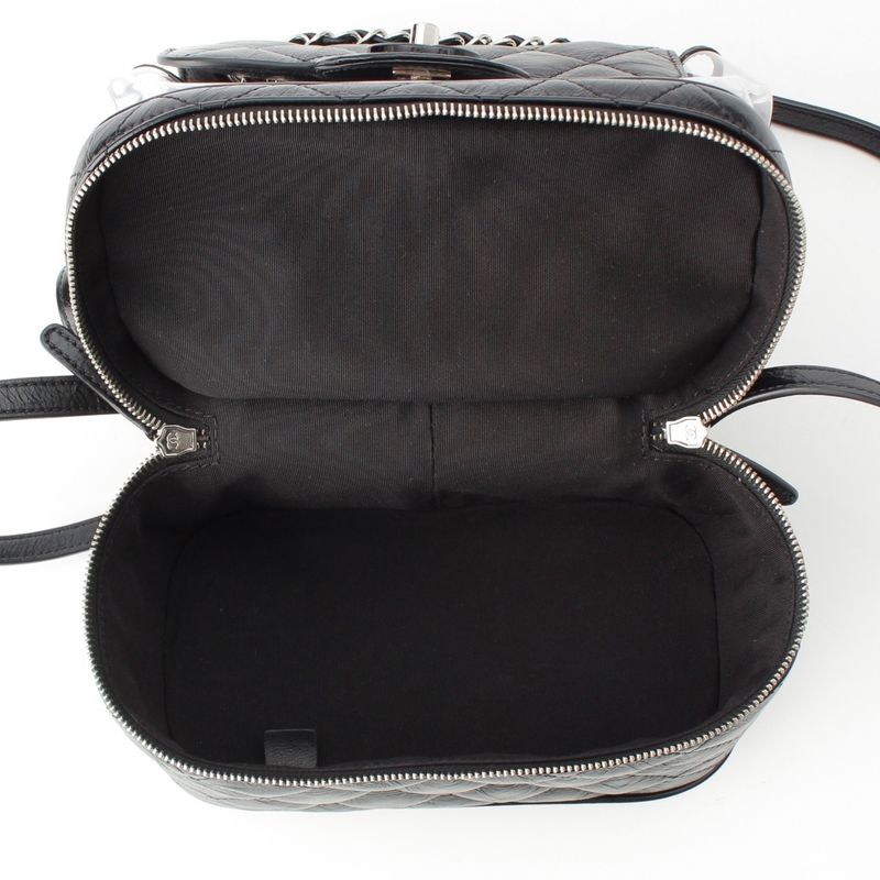 Chanel Leather Quilted Clear Backpack Black