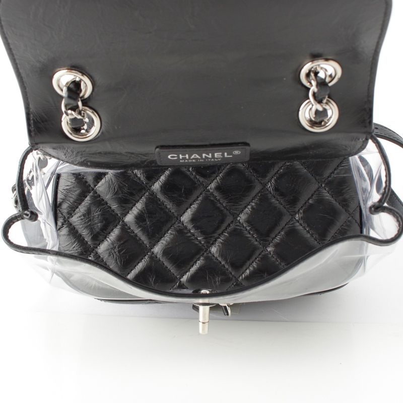 Chanel Leather Quilted Clear Backpack Black