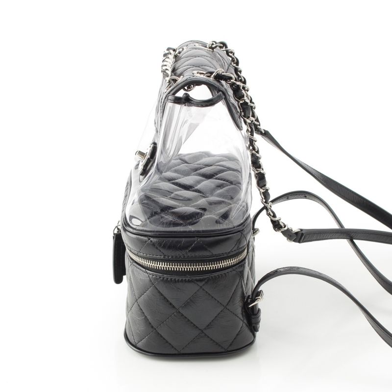 Chanel Leather Quilted Clear Backpack Black