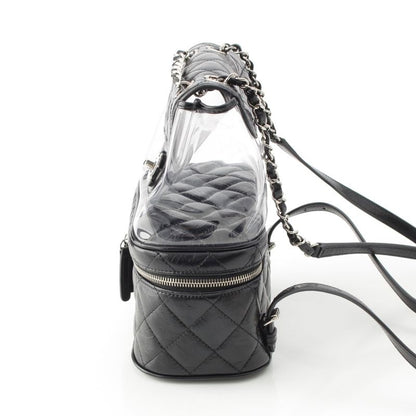 Chanel Leather Quilted Clear Backpack Black