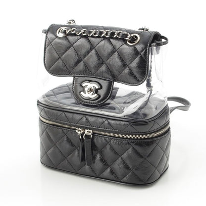 Chanel Leather Quilted Clear Backpack Black