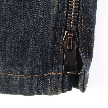 Gucci Cotton Era Logo Patch Side Zip Denim Skirt Indigo 38
