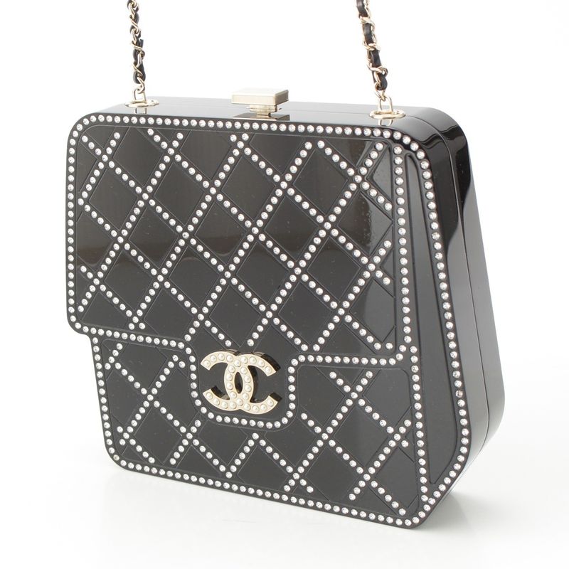 Chanel CC Logo Rhinestone Resin Crystal Pearl Evening Clutch