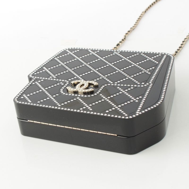 Chanel CC Logo Rhinestone Resin Crystal Pearl Evening Clutch