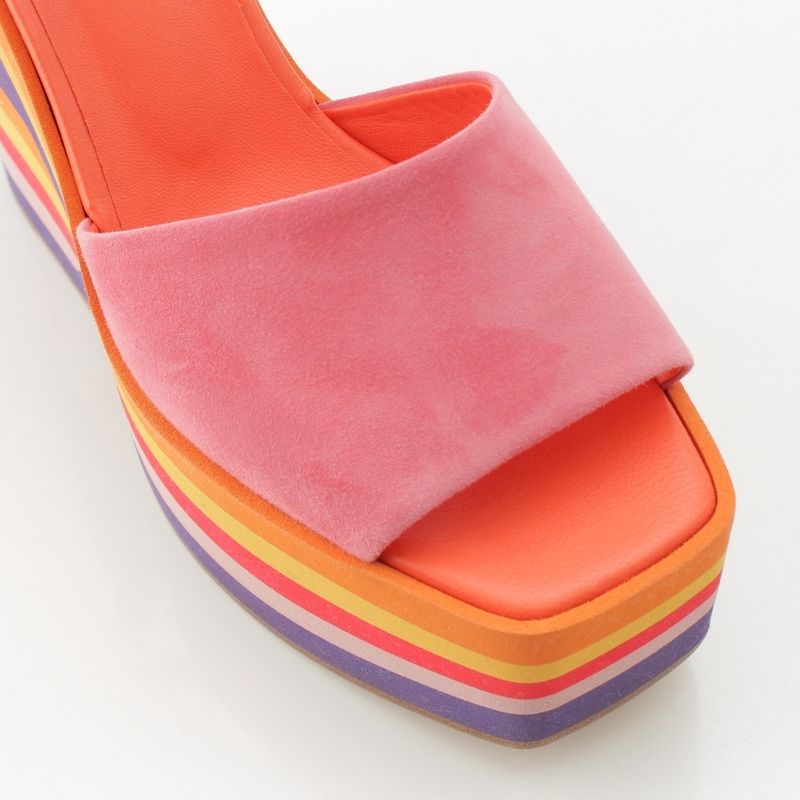 Hermes Suede Alley Colorful Wedge Sole Sandals Multicolor 36.5