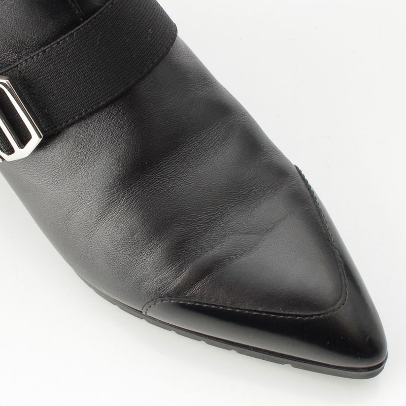 Hermes Leather Belted Knit Contrast Pointed Toe Side Zip Short Boots