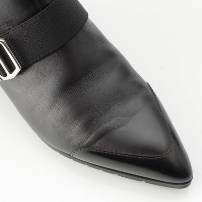 Hermes Leather Belted Knit Contrast Pointed Toe Side Zip Short Boots