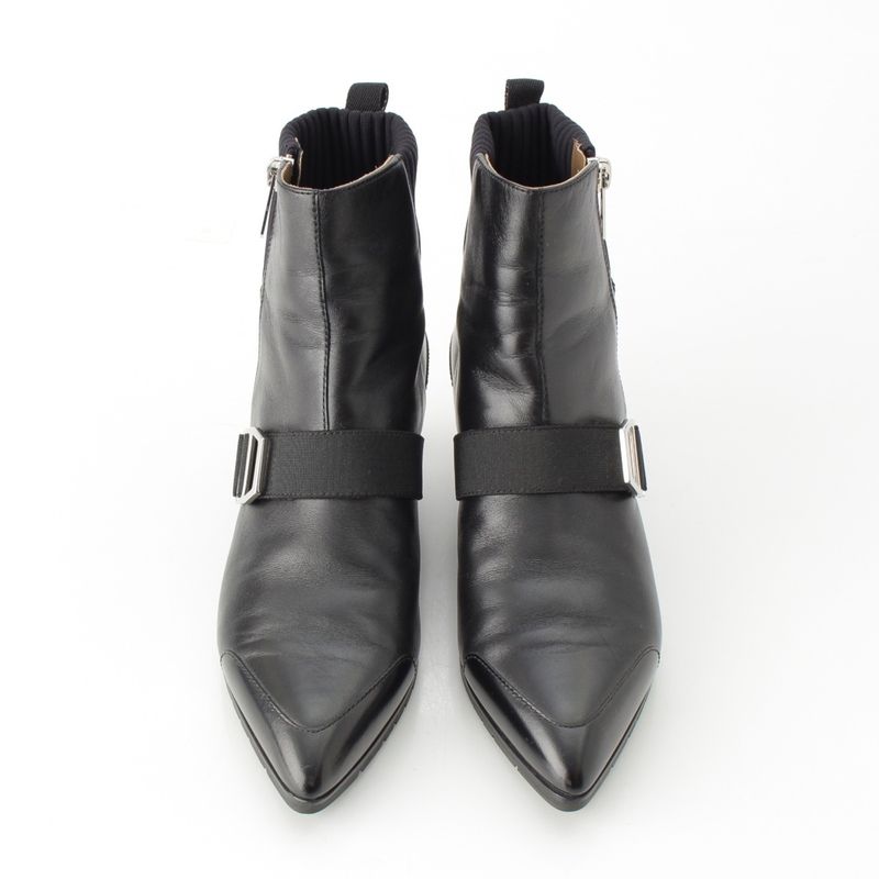 Hermes Leather Belted Knit Contrast Pointed Toe Side Zip Short Boots