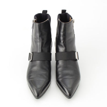 Hermes Leather Belted Knit Contrast Pointed Toe Side Zip Short Boots
