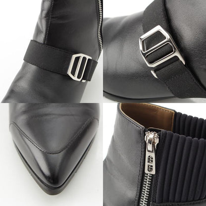 Hermes Leather Belted Knit Contrast Pointed Toe Side Zip Short Boots