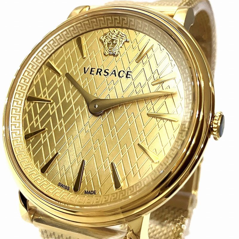 Versace Watch SS Quartz Gold Dial Dial