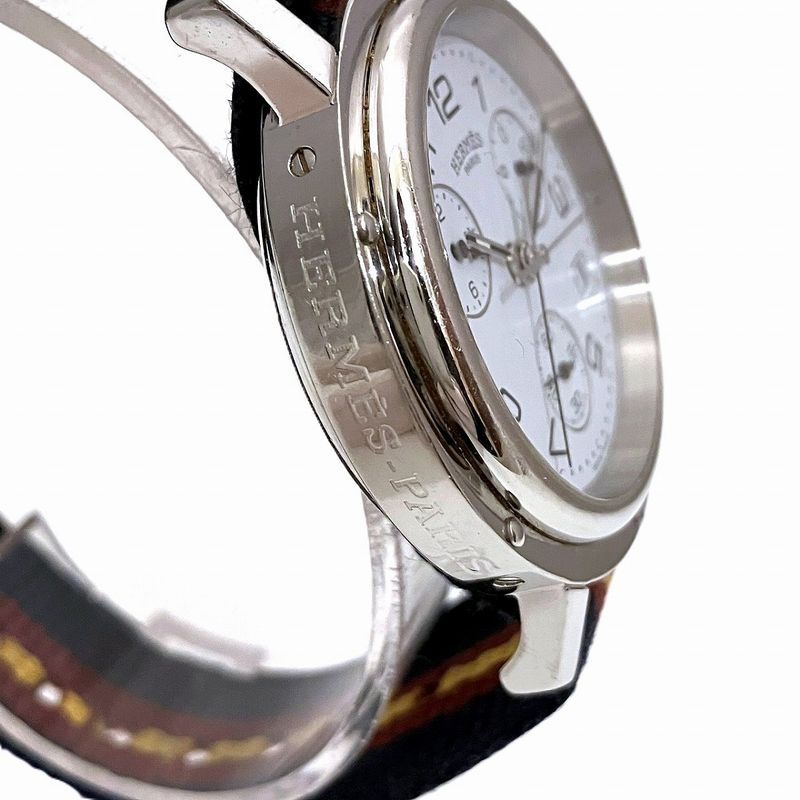 Hermes Clipper Watch SS Quartz White Dial