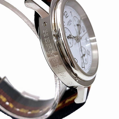 Hermes Clipper Watch SS Quartz White Dial
