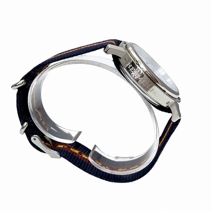 Hermes Clipper Watch SS Quartz White Dial