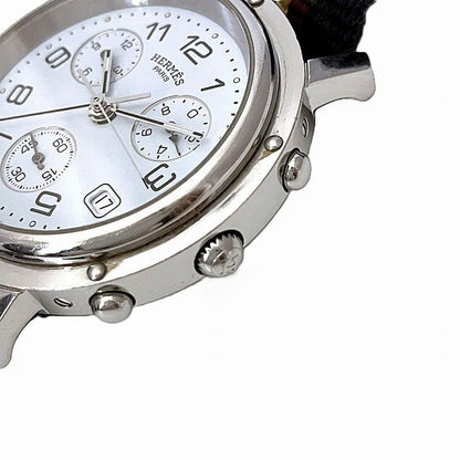 Hermes Clipper Watch SS Quartz White Dial