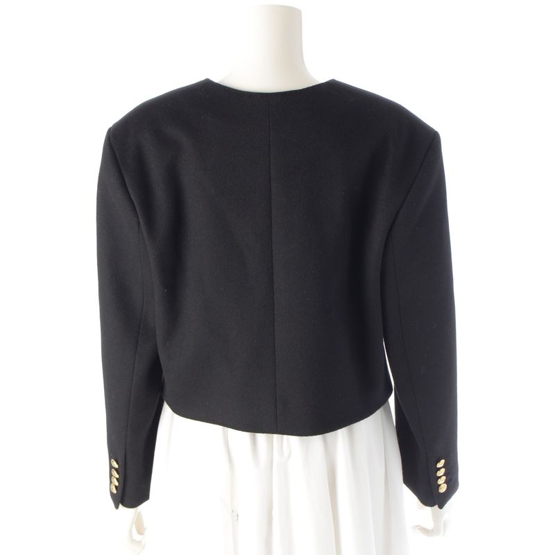 Celine Wool Triomphe Button Loose Military Jacket Black 34