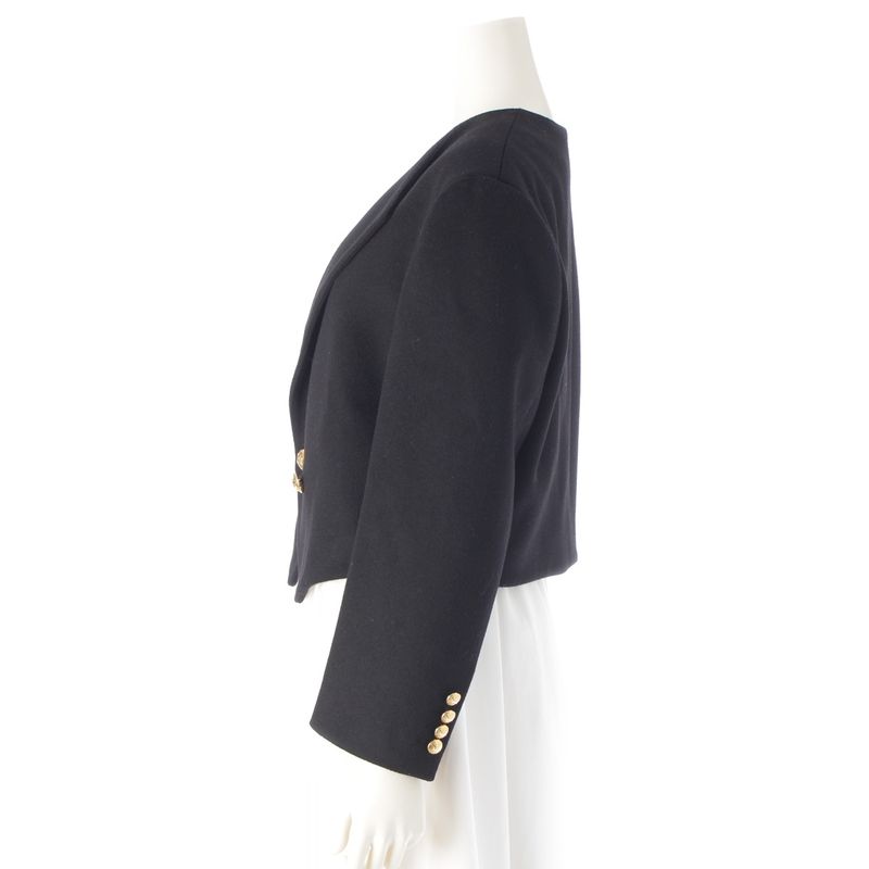 Celine Wool Triomphe Button Loose Military Jacket Black 34