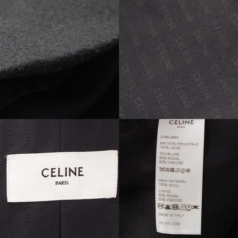 Celine Wool Triomphe Button Loose Military Jacket Black 34