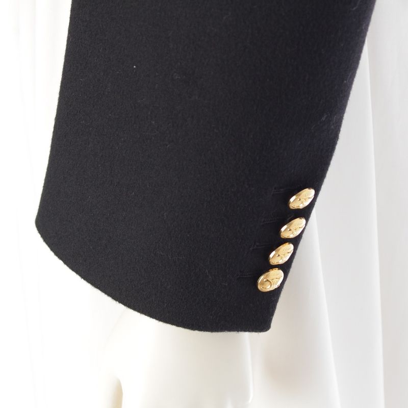 Celine Wool Triomphe Button Loose Military Jacket Black 34