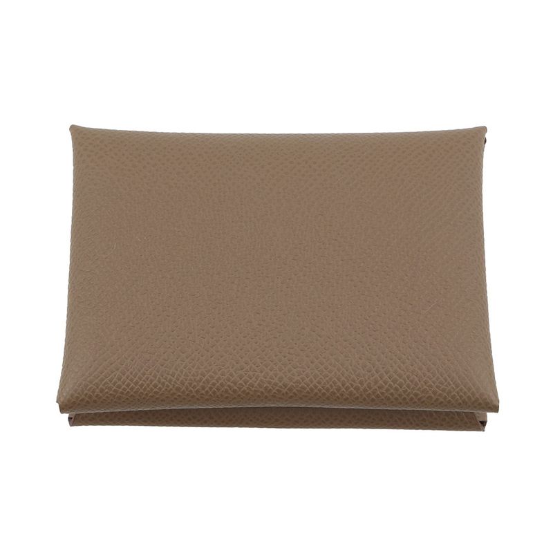 Hermes Coin Case Calvi Duo Etoupe Silver Epsom Wallet