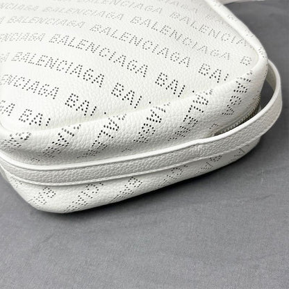 Balenciaga Shoulder Bag White Perforated Everyday Calfskin