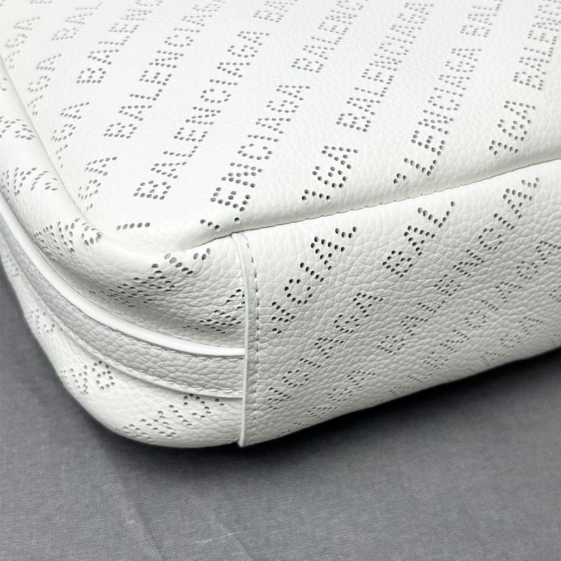 Balenciaga Shoulder Bag White Perforated Everyday Calfskin