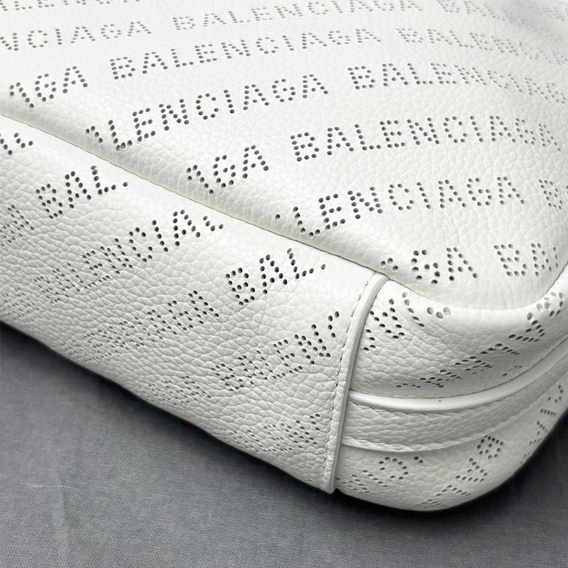 Balenciaga Shoulder Bag White Perforated Everyday Calfskin