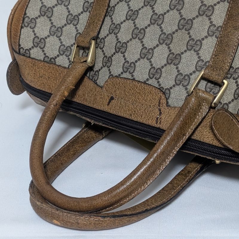 Gucci Vintage GG Supreme Leather Brown Mini Boston Bag