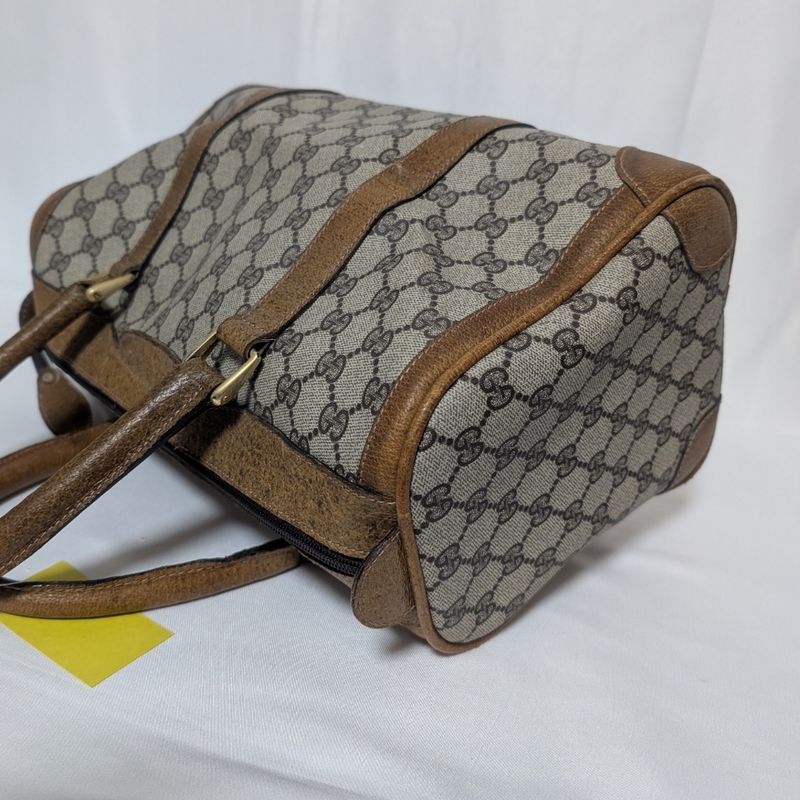 Gucci Vintage GG Supreme Leather Brown Mini Boston Bag