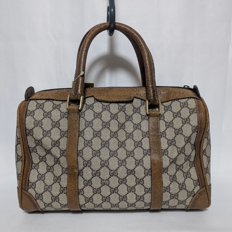 Gucci Vintage GG Supreme Leather Brown Mini Boston Bag